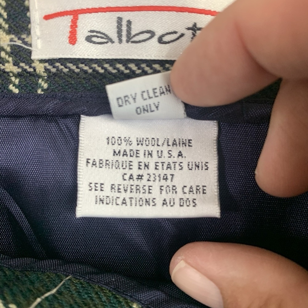 Talbots Wool Blend Long Wrap Maxi Skirt Green Tartan Plaid Italian Size 12 - Picture 6 of 8